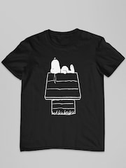 All + Every Black Peanuts SnoopyAnd White Kennel Mens 100% Cotton T-Shirt - Image 2 of 3