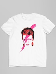 All + Every White David Bowie Aladdin Sane Lightning Bolt Mens 100% Cotton Music T-Shirt - Image 2 of 3
