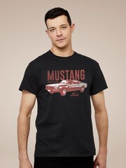 All + Every Black Ford Mustang King Of The Road Mens 100% Cotton T-Shirt - Image 1 of 3