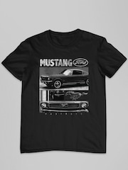 All + Every Black Ford Mustang Fastback Mens 100% Cotton T-Shirt - Image 2 of 3