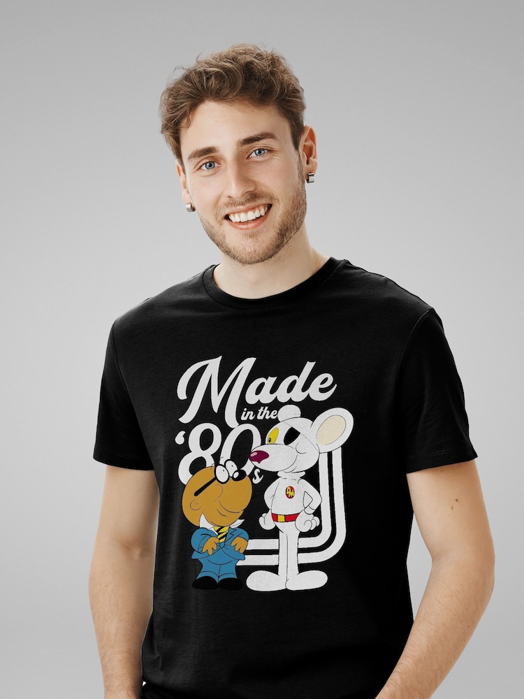 All + Every Black Danger Mouse Made In The 80s Mens 100% Cotton T-Shirt - Image 1 of 3
