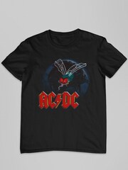 All + Every Black Mens 100% Cotton ACDC Mosquito From Above Logo Music T-Shirt - Image 2 of 3