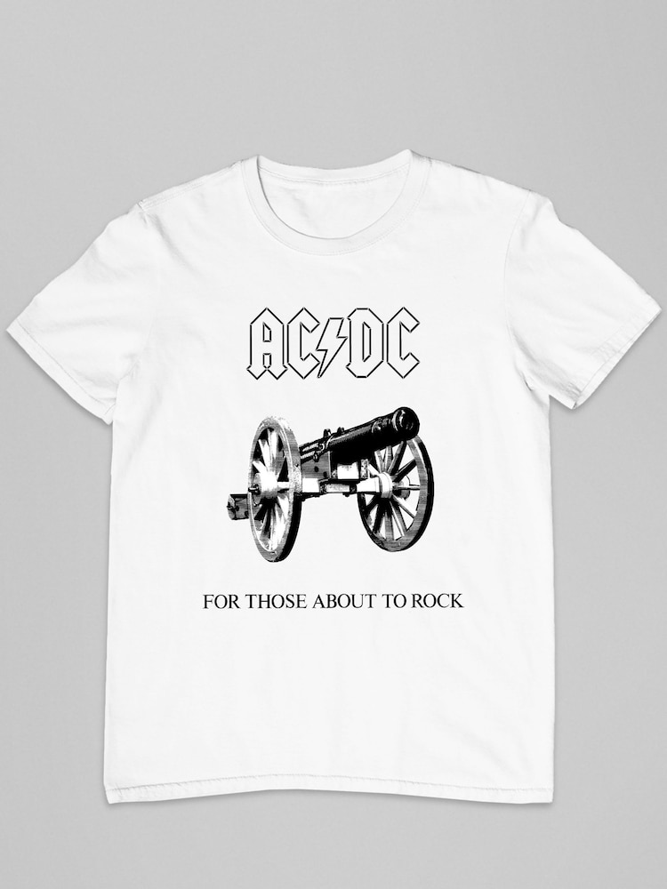 All + Every White ACDC For Those About To Rock Music Mens 100% Cotton T-Shirt - Image 2 of 3