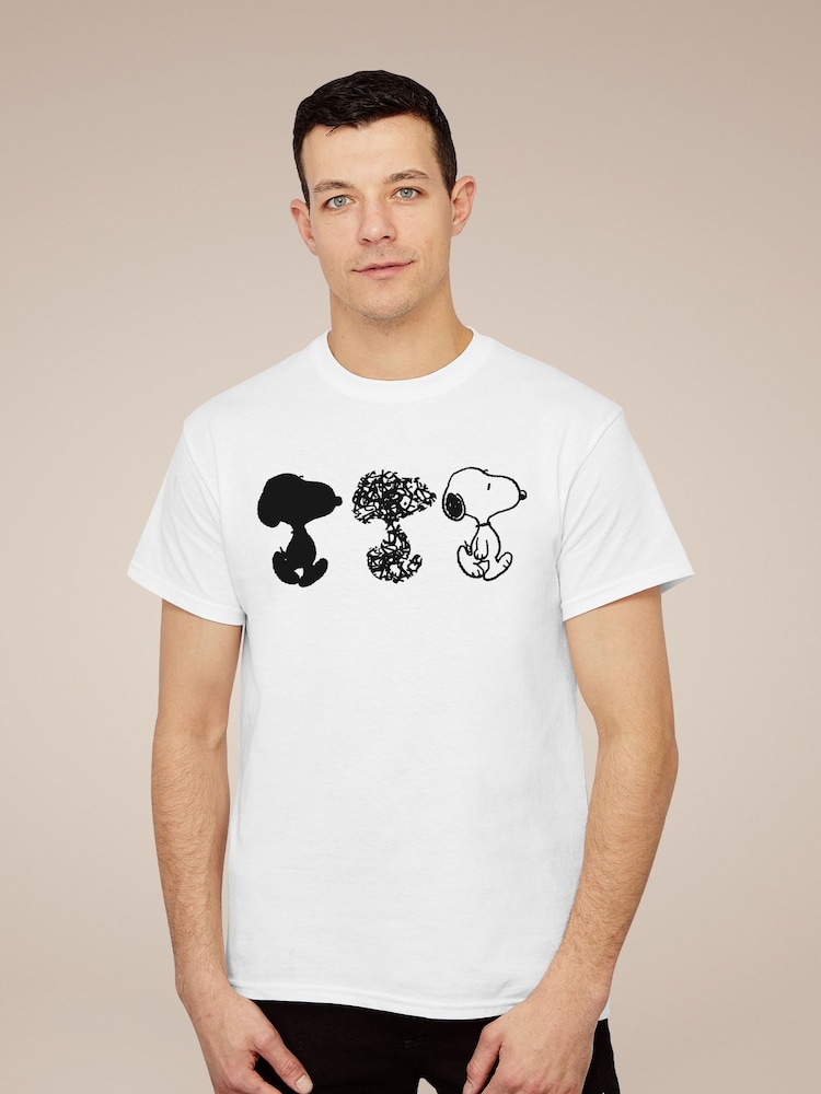 All + Every White Peanuts Snoopy Black And Trio Mens 100% Cotton T-Shirt - Image 1 of 3