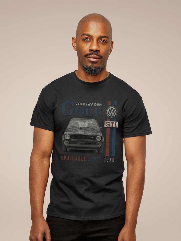 All + Every Black Volkswagen Golf GTI Racing Distressed Mens 100% Cotton T-Shirt - Image 1 of 3