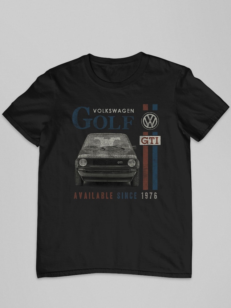 All + Every Black Volkswagen Golf GTI Racing Distressed Mens 100% Cotton T-Shirt - Image 2 of 3