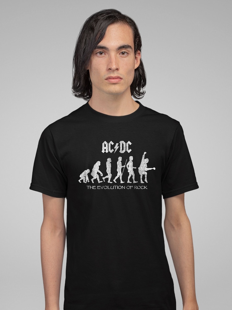 All + Every Black ACDC Evolution Of Rock Mens Music 100% Cotton T-Shirt - Image 1 of 3