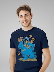 All + Every Blue Sesame Street Cookie Monster Cookies Mens 100% Cotton T-Shirt - Image 1 of 3