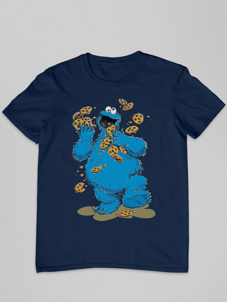 All + Every Blue Sesame Street Cookie Monster Cookies Mens 100% Cotton T-Shirt - Image 2 of 3