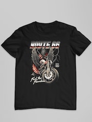 All + Every Black Route 66 Eagle Feel The Freedom Mens 100% Cotton T-Shirt - Image 2 of 3