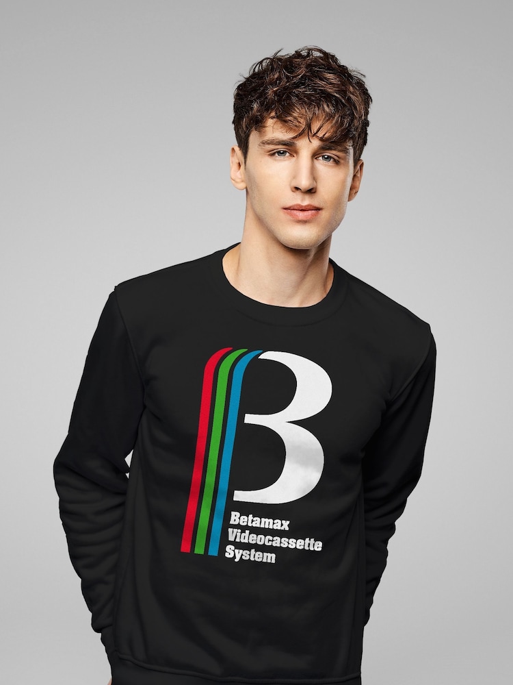 All + Every Black Betamax Videocassette System Logo Mens Sweatshirt - Image 1 of 3