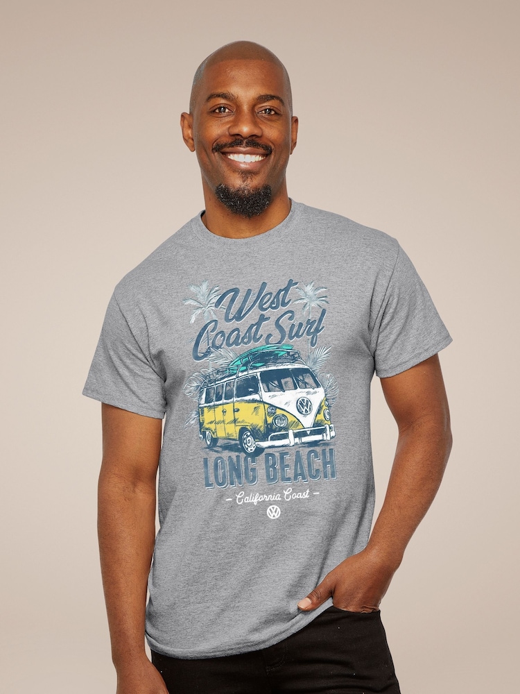 All + Every Grey Volkswagen Long Beach California Coast Mens T-Shirt - Image 1 of 3