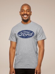 All + Every Grey Ford Classic Logo Mens T-Shirt - Image 1 of 3