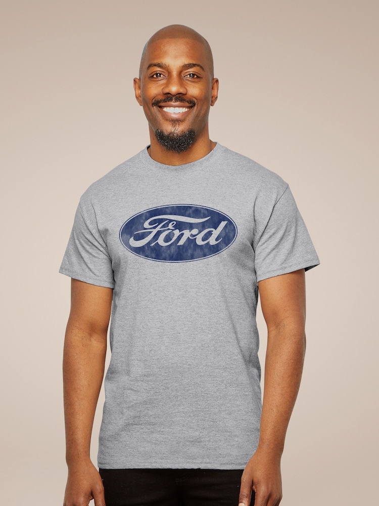 All + Every Grey Ford Classic Logo Mens T-Shirt - Image 1 of 3