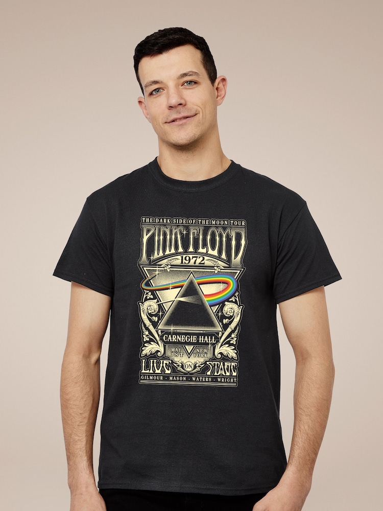 All + Every Black Pink Floyd Carnegie Hall Poster Mens Music 100% Cotton T-Shirt - Image 1 of 3