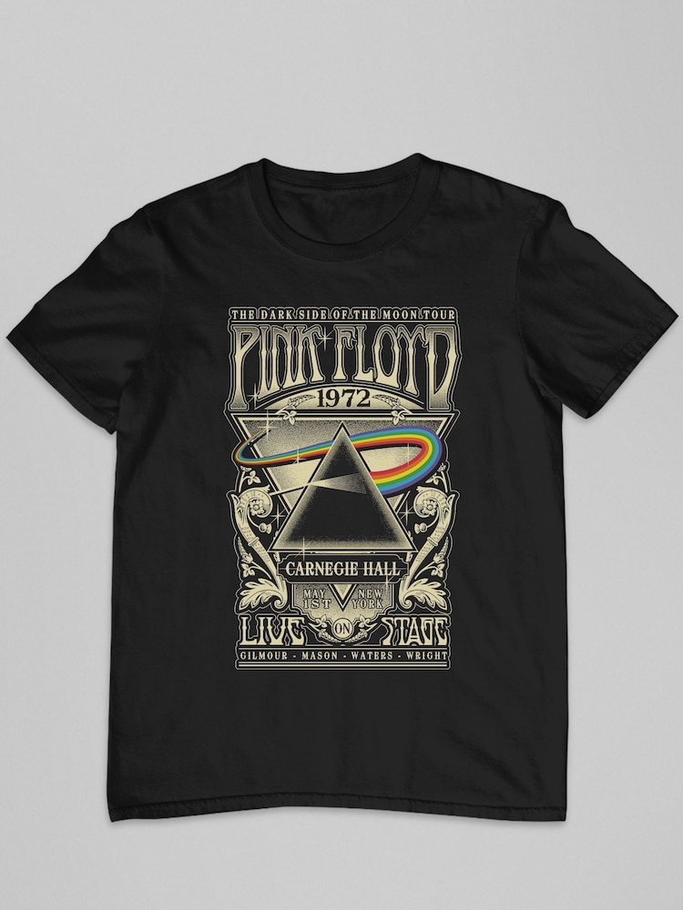 All + Every Black Pink Floyd Carnegie Hall Poster Mens Music 100% Cotton T-Shirt - Image 2 of 3