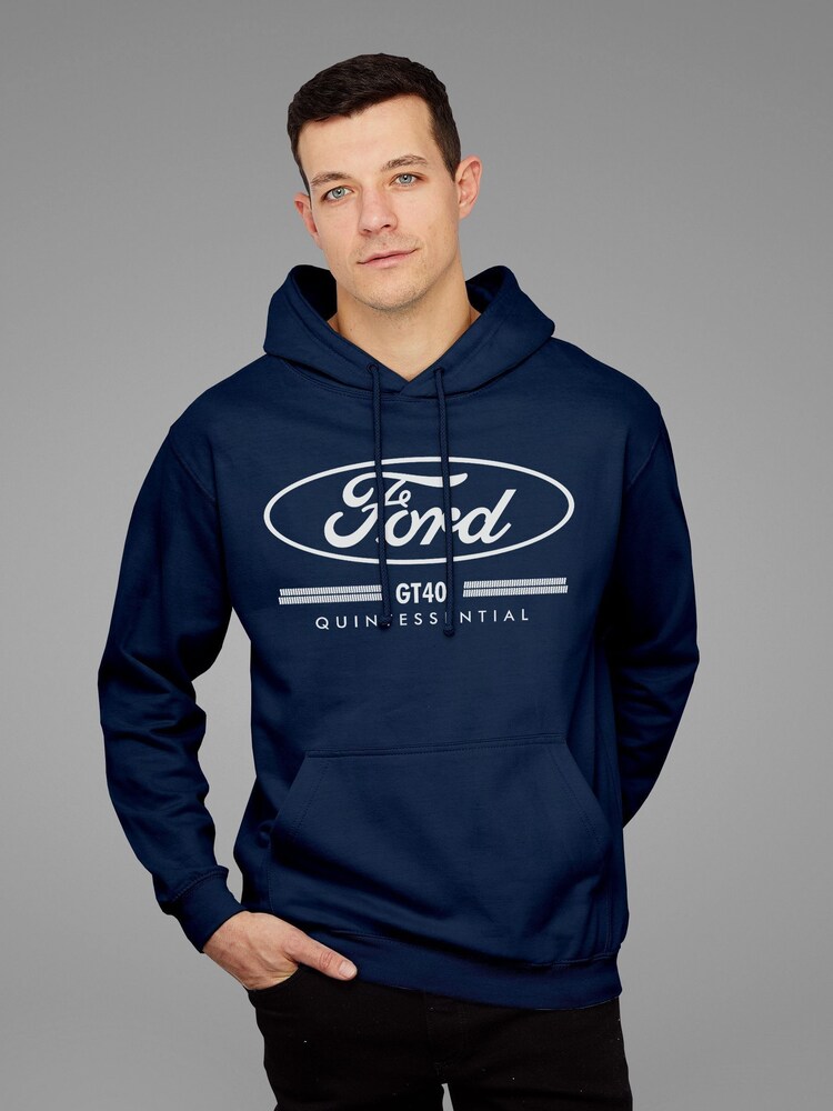 All + Every Blue Ford GT40 Quintessential Mens Hooded Sweatshirt - Image 1 of 3