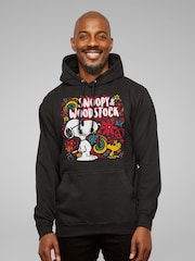 All + Every Black Peanuts 70s Floral Snoopy And Woodstock Men's Hoodie - Image 1 of 3