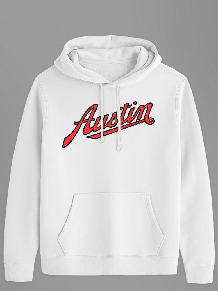 All + Every White Austin Logo British Motor Heritage Mens Hooded Sweatshirt - Image 2 of 3