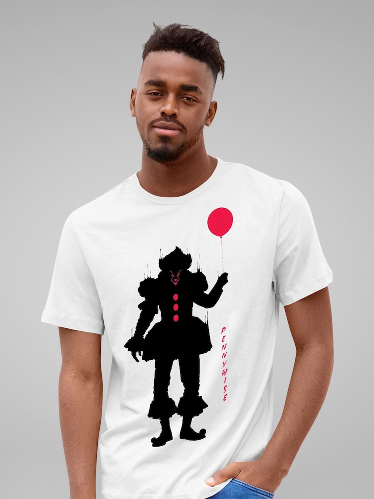 All + Every White Mens IT Halloween Pennywise 100% Cotton T-Shirt - Image 1 of 3