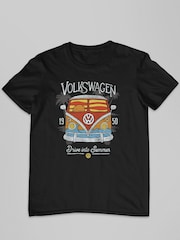 All + Every Black Mens Volkswagen Drive Into Summer 100% Cotton T-Shirt - Image 2 of 3