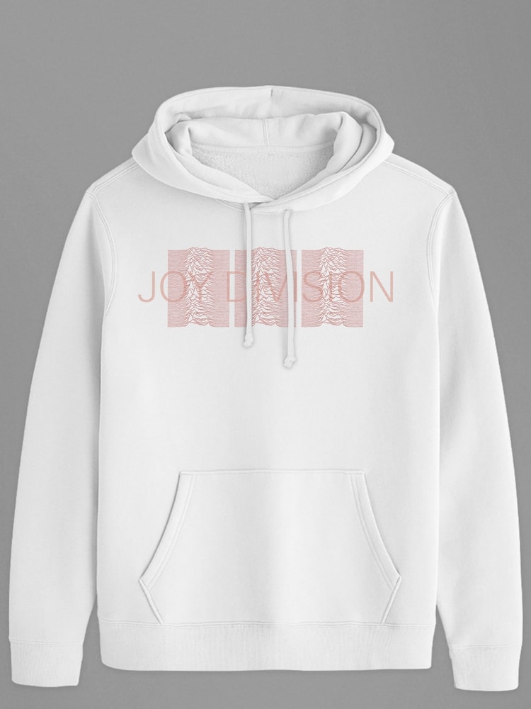 All + Every White Joy Division Unknown Pleasures Trio Art Mens Music Hooded Sweatshirt - Image 2 of 3