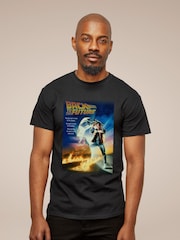 All + Every Black Mens 100% Cotton Back To The Future Marty Looking At Watch T-Shirt - Image 1 of 3