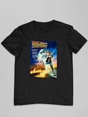 All + Every Black Mens 100% Cotton Back To The Future Marty Looking At Watch T-Shirt - Image 2 of 3