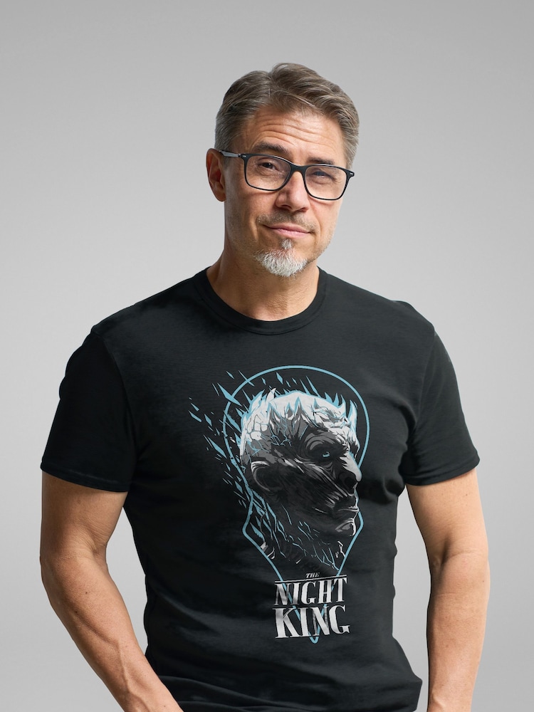 All + Every Black Game Of Thrones Mens The Night King White Walker Sigil 100% Cotton T-Shirt - Image 1 of 3