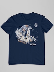 All + Every Blue NASA Mens Take Off Earth Montage 100% Cotton T-Shirt - Image 2 of 3