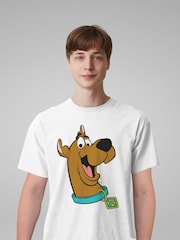All + Every White Mens Scooby Doo Collar Smile 100% Cotton T-Shirt - Image 1 of 3