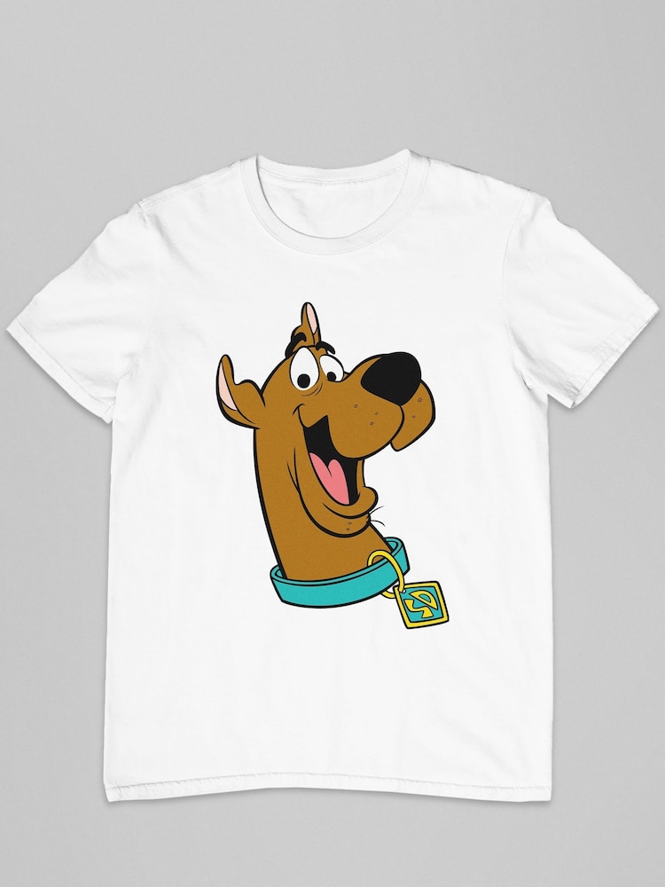 All + Every White Mens Scooby Doo Collar Smile 100% Cotton T-Shirt - Image 2 of 3