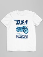 All + Every White BSA Mens Motorcycles Birmingham England 100% Cotton T-Shirt - Image 2 of 3