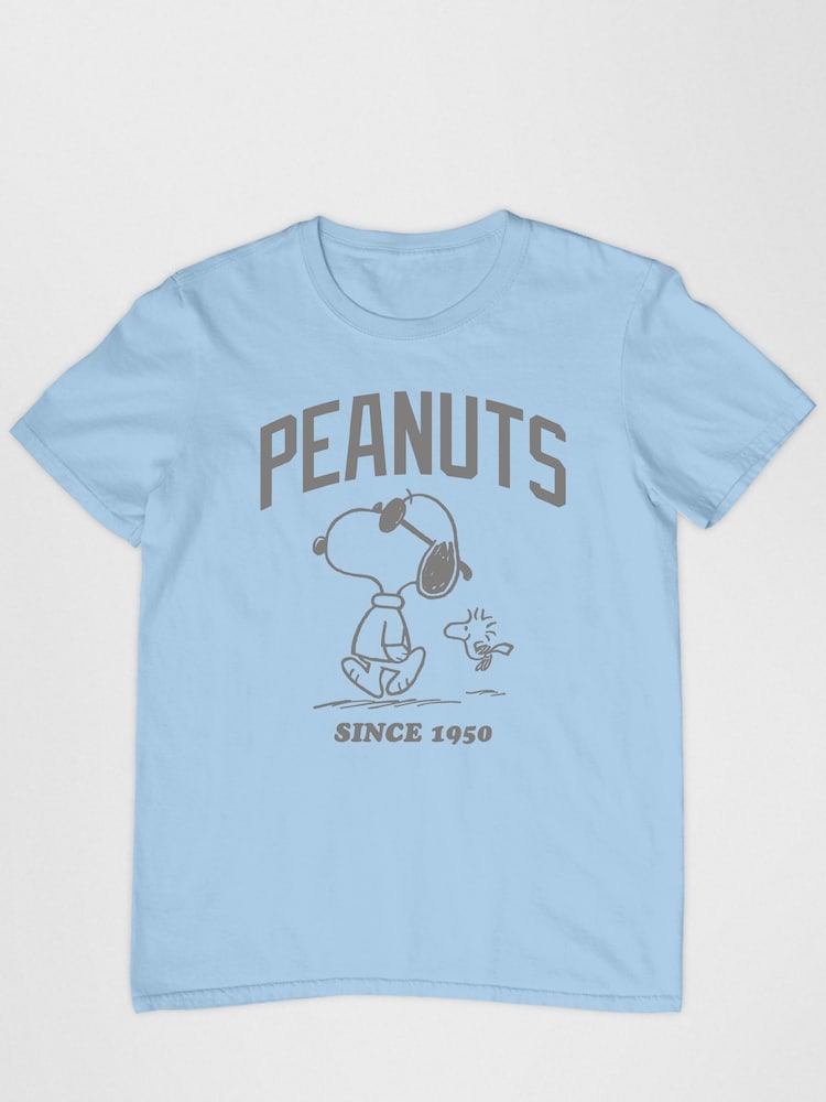 All + Every Blue Mens Peanuts Snoopy And Woodstock Outline Since 1950 100% Cotton T-Shirt - Image 2 of 3