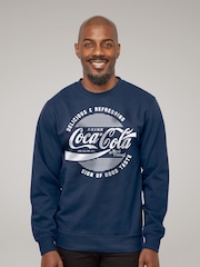 All + Every Blue Coca Cola Circle Logo White Text Mens Sweatshirt - Image 1 of 3