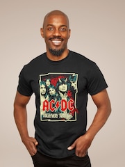 All + Every Black ACDC Highway To Hell Sketch Mens Music 100% Cotton T-Shirt - Image 1 of 3