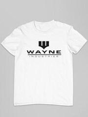 All + Every White Batman Wayne Industries Logo Mens 100% Cotton T-Shirt - Image 2 of 3