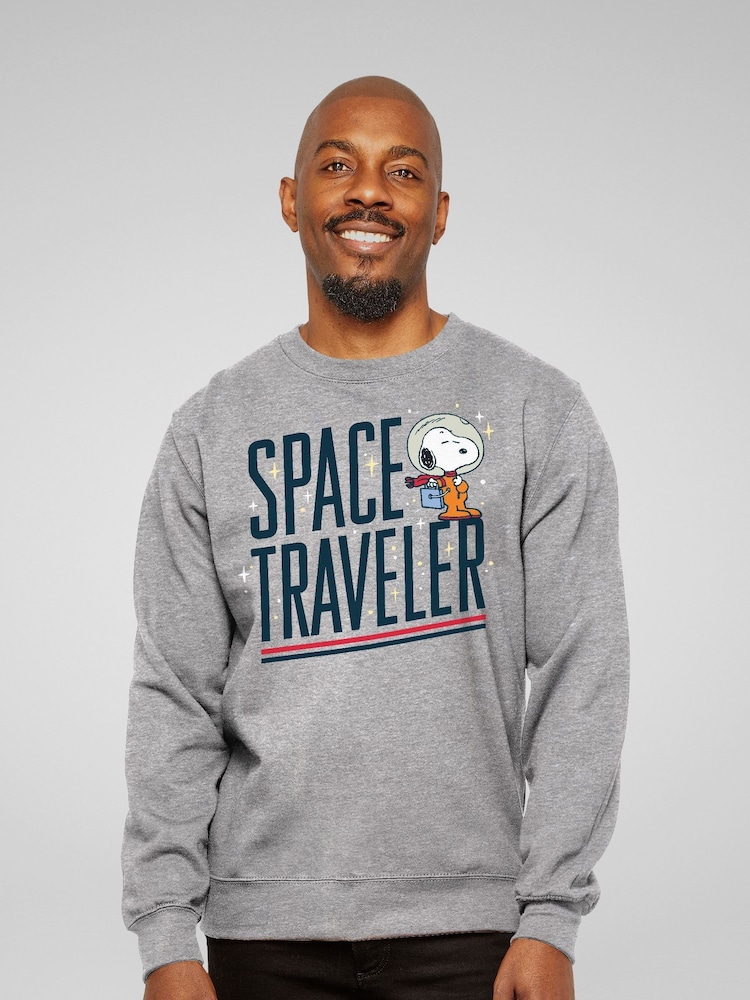 All + Every Grey Peanuts Snoopy Space Traveler Men's Sweatshirt - Image 1 of 3