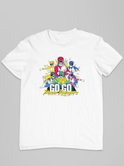 All + Every White Power Rangers Go Go Retro 90s Mens 100% Cotton T-Shirt - Image 2 of 3