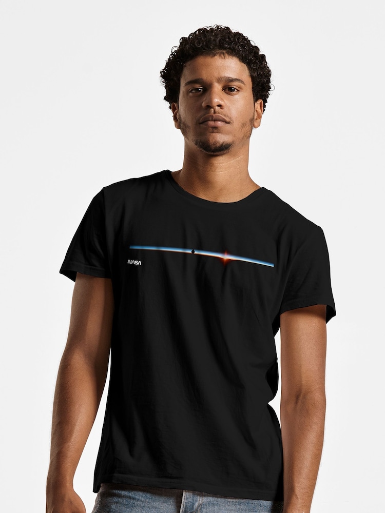 All + Every Black NASA Satellite Horizon Shot Mens 100% Cotton T-Shirt - Image 1 of 3