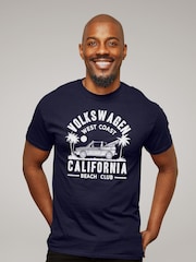 All + Every Blue Official Volkswagen West Coast California White Text Mens 100% Cotton T-Shirt - Image 1 of 3