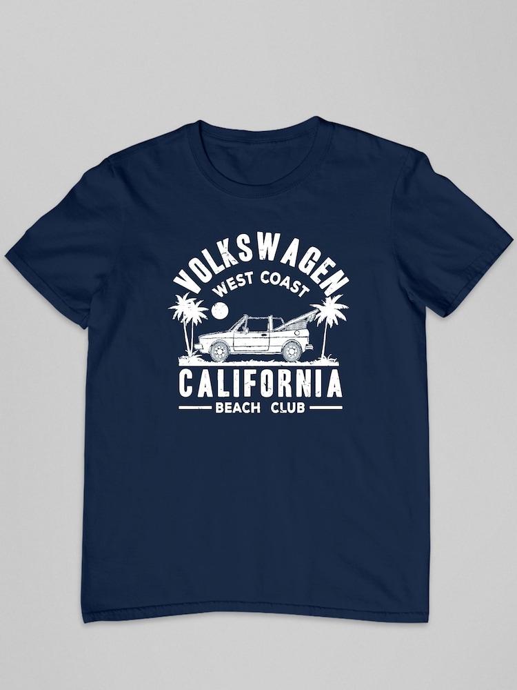 All + Every Blue Official Volkswagen West Coast California White Text Mens 100% Cotton T-Shirt - Image 2 of 3