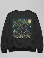 All + Every Black US National Parks Joshua Tree Oil On Canvas Style Mens Sweatshirt - Image 2 of 3