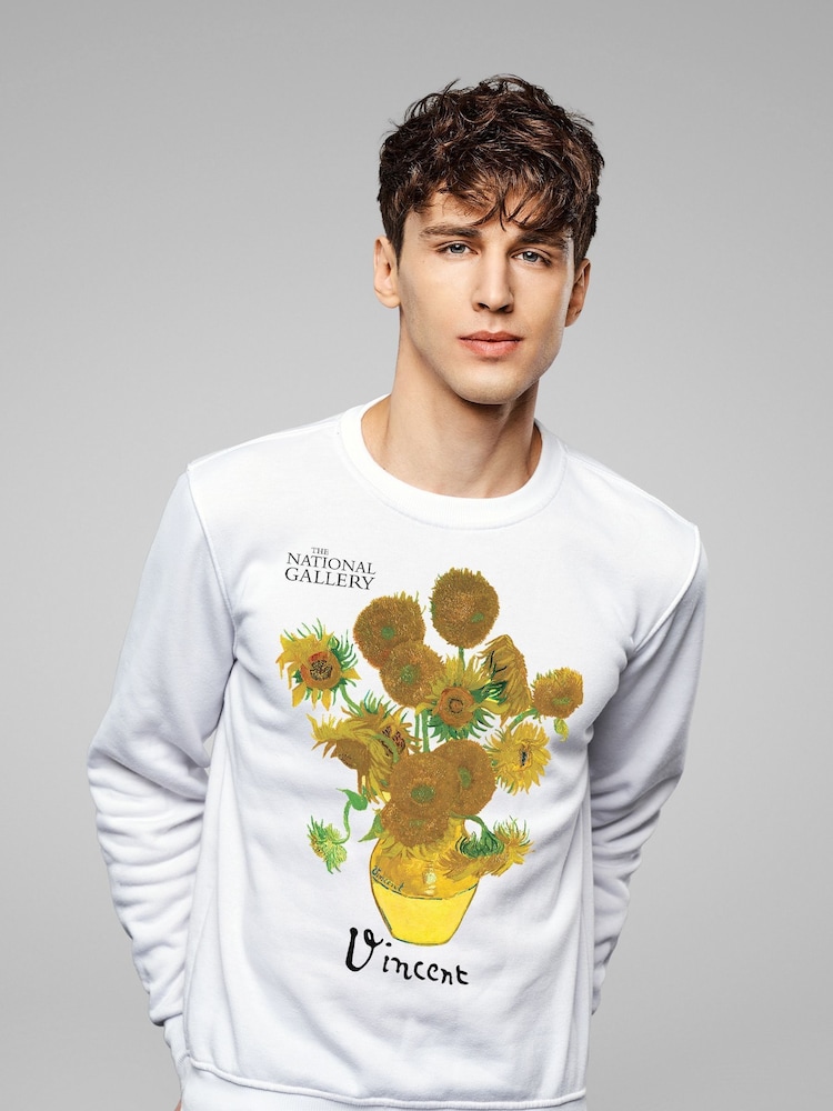 All + Every White The National Gallery Sunflowers Mens Sweatshirt - Image 1 of 3