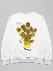 All + Every White The National Gallery Sunflowers Mens Sweatshirt - Image 2 of 3