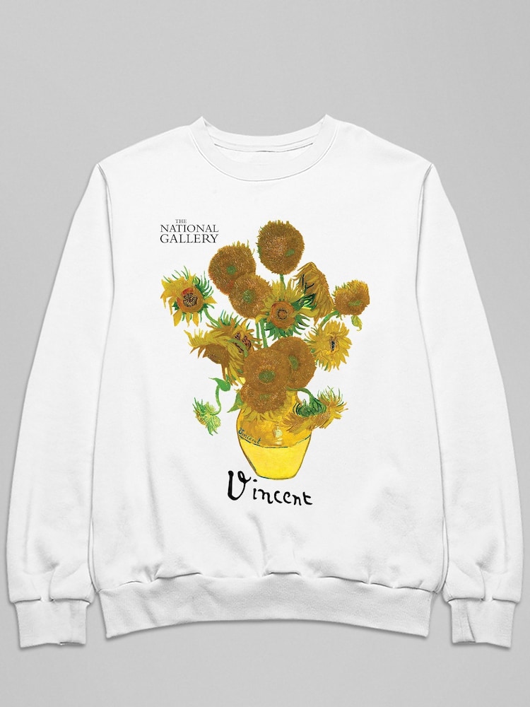 All + Every White The National Gallery Sunflowers Mens Sweatshirt - Image 2 of 3