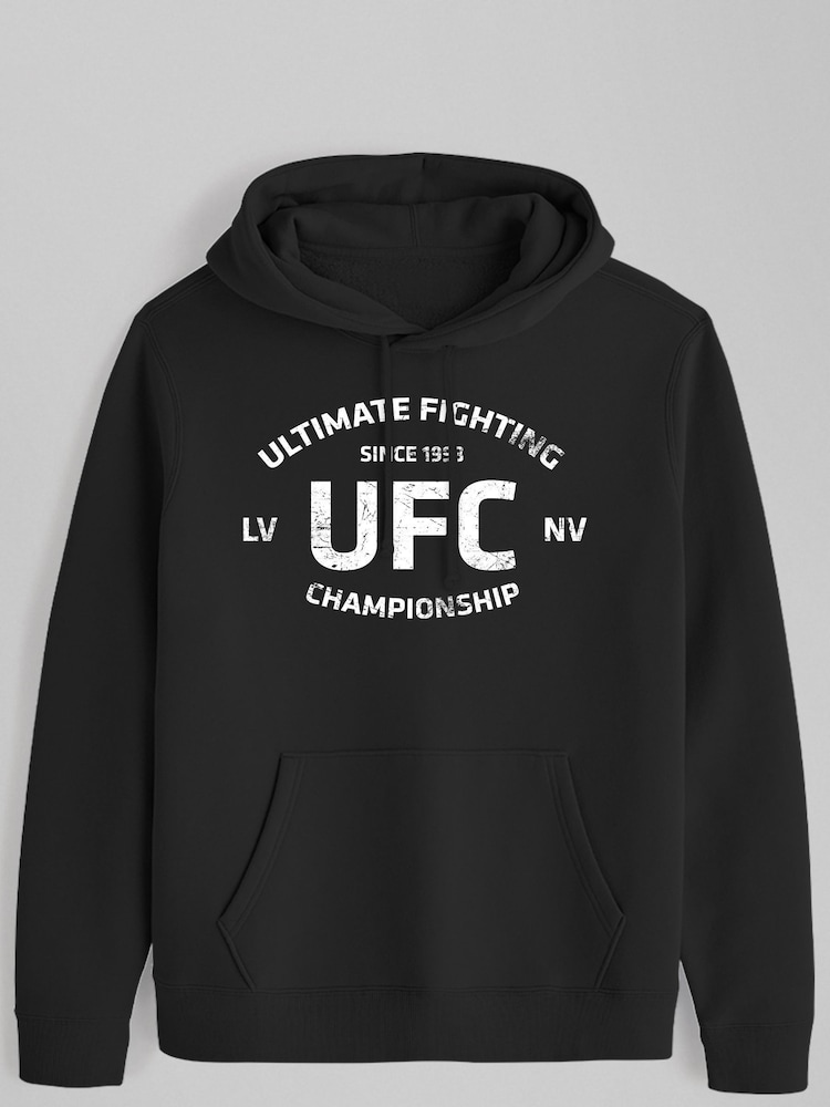 All + Every Black UFC Distressed White Text Logo Mens Hoodies - Image 2 of 3