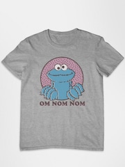 All + Every Grey Sesame Street Cookie Monster Om Nom Nom Men's T-Shirt - Image 2 of 3