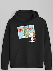 All + Every Black Peanuts Snoopy New York Postcard Design Mens Hooded Sweatshirt - Image 2 of 3