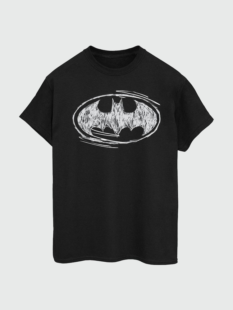 Brands In Black Mens Batman Sketch Logo 100% Cotton T-Shirt - Image 2 of 3